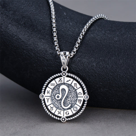 Sterling Silver Oxidation12 Zodiac Pendant Necklace
