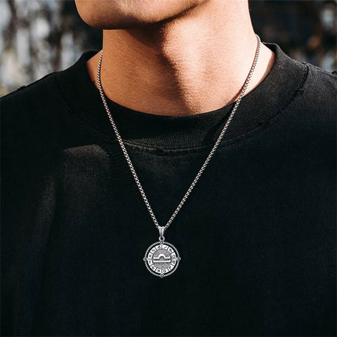 Sterling Silver Oxidation12 Zodiac Pendant Necklace