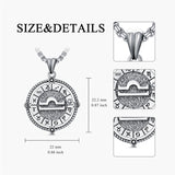 Sterling Silver Oxidation12 Zodiac Pendant Necklace