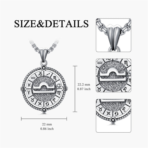 Sterling Silver Oxidation12 Zodiac Pendant Necklace
