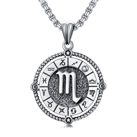 Sterling Silver Oxidation12 Zodiac Pendant Necklace