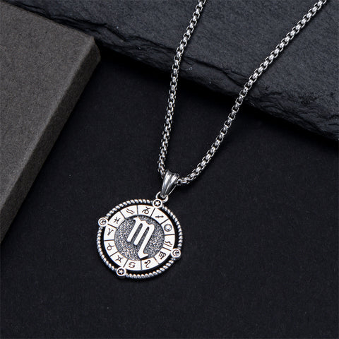 Sterling Silver Oxidation12 Zodiac Pendant Necklace