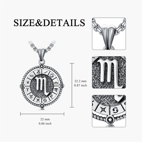 Sterling Silver Oxidation12 Zodiac Pendant Necklace