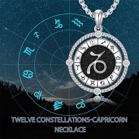 Sterling Silver Oxidation12 Zodiac Pendant Necklace