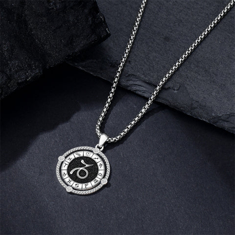 Sterling Silver Oxidation12 Zodiac Pendant Necklace