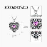 Sterling Silver Heart Crystal Personalized Photo Engraved Heart Flower Urn Necklace for Ashes