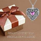 Sterling Silver Heart Crystal Personalized Photo Engraved Heart Flower Urn Necklace for Ashes