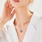 Sterling Silver Heart Crystal Personalized Photo Engraved Heart Flower Urn Necklace for Ashes