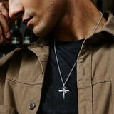 Sterling Silver Praying Hands Angel Sword Wing Cross Pendant Necklace Religious Gifts for Men