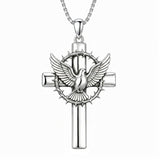 Sterling Silver Praying Hands Angel Sword Wing Cross Pendant Necklace Religious Gifts for Men