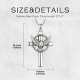 Sterling Silver Praying Hands Angel Sword Wing Cross Pendant Necklace Religious Gifts for Men