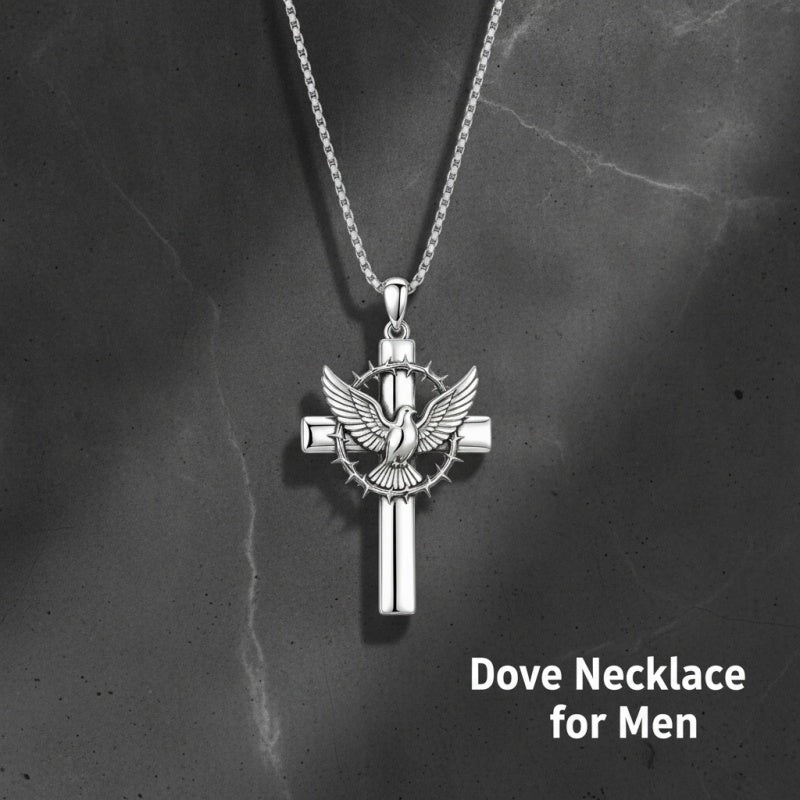 Sterling Silver Praying Hands Angel Sword Wing Cross Pendant Necklace Religious Gifts for Men