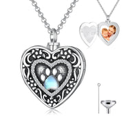 Sterling Silver Personalized Photo & Engraved Paw Print Urn Necklace for Ashes
