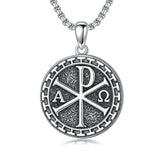Sterling Silver Chi Rho Alpha Omega PX XP Symbol Pendant Religious  Necklace