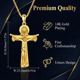 14K Gold Plated Religious Amulet  Cross Pendant Necklace