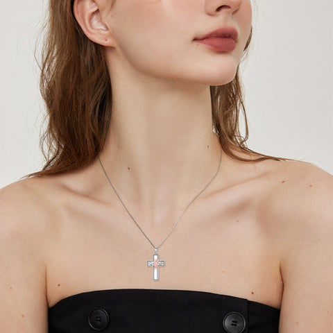 Sterling Silver Cross Flute Gymnastics Violin Piano Cello Pendant Necklace Cross Jewelry Birthday Christmas Gift