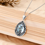 Sterling Silver Personalized Engraved Teardrop Moonstone Butterfly Birth Flower Pendant Necklace
