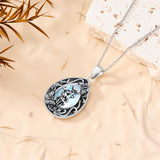 Sterling Silver Personalized Engraved Teardrop Moonstone Butterfly Birth Flower Pendant Necklace