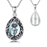 Sterling Silver Personalized Engraved Teardrop Moonstone Butterfly Birth Flower Pendant Necklace
