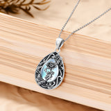 Sterling Silver Personalized Engraved Teardrop Moonstone Butterfly Birth Flower Pendant Necklace
