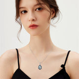 Sterling Silver Personalized Engraved Teardrop Moonstone Butterfly Birth Flower Pendant Necklace
