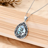 Sterling Silver Personalized Engraved Teardrop Moonstone Butterfly Birth Flower Pendant Necklace