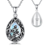 Sterling Silver Personalized Engraved Teardrop Moonstone Butterfly Birth Flower Pendant Necklace