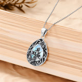Sterling Silver Personalized Engraved Teardrop Moonstone Butterfly Birth Flower Pendant Necklace