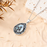 Sterling Silver Personalized Engraved Teardrop Moonstone Butterfly Birth Flower Pendant Necklace