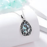Sterling Silver Personalized Engraved Teardrop Moonstone Butterfly Birth Flower Pendant Necklace