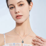 Sterling Silver Personalized Engraved Teardrop Moonstone Butterfly Birth Flower Pendant Necklace