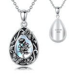 Sterling Silver Personalized Engraved Teardrop Moonstone Butterfly Birth Flower Pendant Necklace