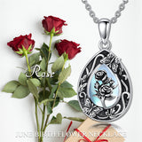 Sterling Silver Personalized Engraved Teardrop Moonstone Butterfly Birth Flower Pendant Necklace