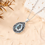 Sterling Silver Personalized Engraved Teardrop Moonstone Butterfly Birth Flower Pendant Necklace