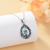 Sterling Silver Personalized Engraved Teardrop Moonstone Butterfly Birth Flower Pendant Necklace