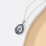 Sterling Silver Personalized Engraved Teardrop Moonstone Butterfly Birth Flower Pendant Necklace