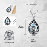 Sterling Silver Personalized Engraved Teardrop Moonstone Butterfly Birth Flower Pendant Necklace