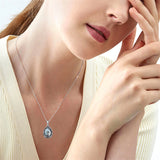 Sterling Silver Personalized Engraved Teardrop Moonstone Butterfly Birth Flower Pendant Necklace