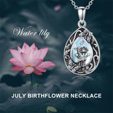 Sterling Silver Personalized Engraved Teardrop Moonstone Butterfly Birth Flower Pendant Necklace