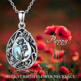 Sterling Silver Personalized Engraved Teardrop Moonstone Butterfly Birth Flower Pendant Necklace