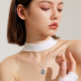 Sterling Silver Personalized Engraved Teardrop Moonstone Butterfly Birth Flower Pendant Necklace