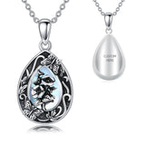 Sterling Silver Personalized Engraved Teardrop Moonstone Butterfly Birth Flower Pendant Necklace