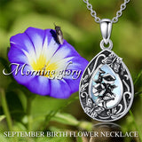 Sterling Silver Personalized Engraved Teardrop Moonstone Butterfly Birth Flower Pendant Necklace