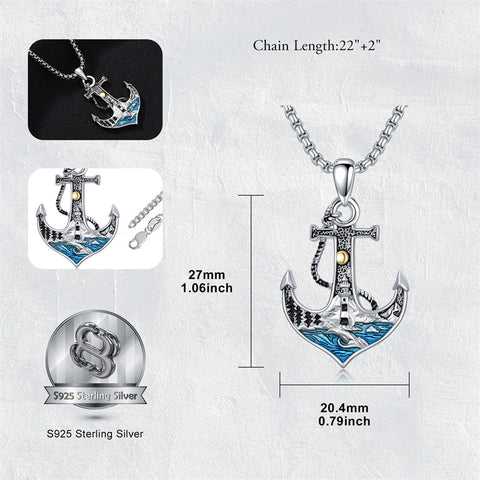 Sterling Silver Anchor Pendant Necklace