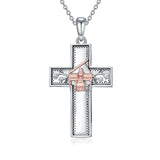 Sterling Silver Cross Flute Gymnastics Violin Piano Cello Pendant Necklace Cross Jewelry Birthday Christmas Gift