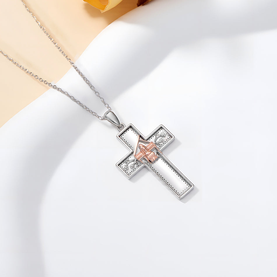 Sterling Silver Cross Flute Gymnastics Violin Piano Cello Pendant Necklace Cross Jewelry Birthday Christmas Gift