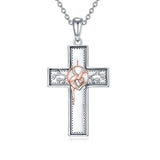 Sterling Silver Cross Flute Gymnastics Violin Piano Cello Pendant Necklace Cross Jewelry Birthday Christmas Gift