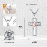 Sterling Silver Cross Flute Gymnastics Violin Piano Cello Pendant Necklace Cross Jewelry Birthday Christmas Gift