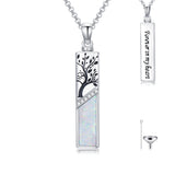 Sterling Silver  Opal Personalized Engraved Bar Pet  Butterfly Dragonfly Tree of Life  Urn Necklace for Ashes