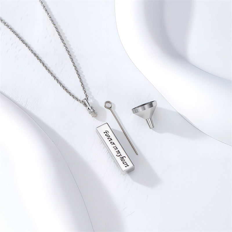 Sterling Silver  Opal Personalized Engraved Bar Pet  Butterfly Dragonfly Tree of Life  Urn Necklace for Ashes